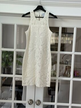 Bar III White Crochet Sleeveless Sheath Dress - Women